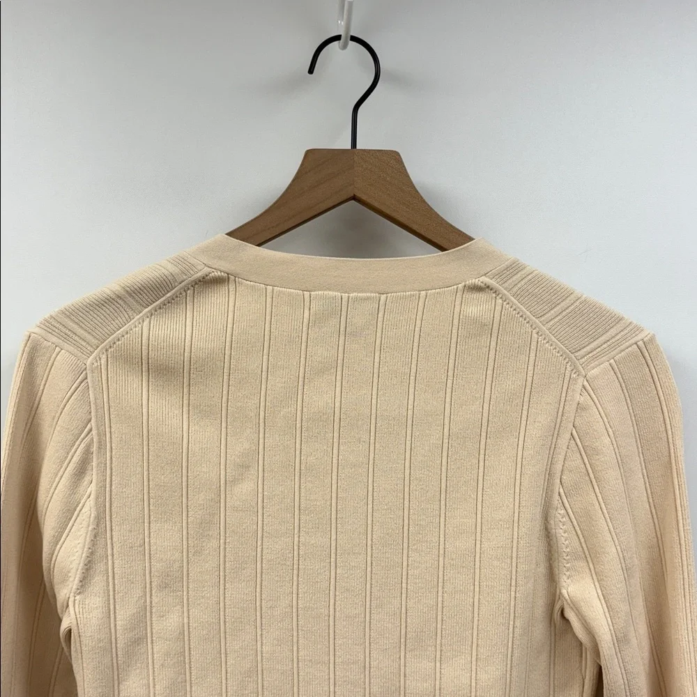 NWT J. Crew Supersculpt V-Neck Ribbed Cardigan Button-Up Sweater Cream Small